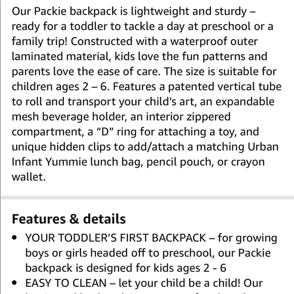 Urban Infant Packie Toddler/Preschool Backpack in Poppies - Picture 5 of 9